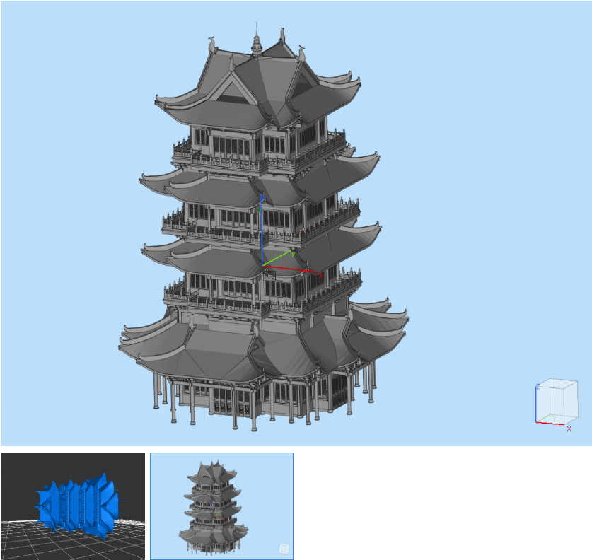 This is a 3D model of Chinese-style architecture.