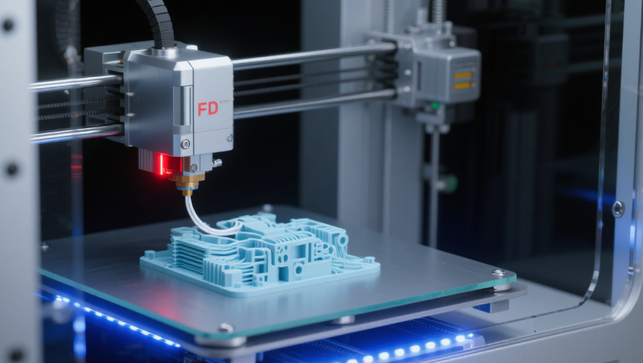 This is an image showing the working process of an FDM 3D printer.